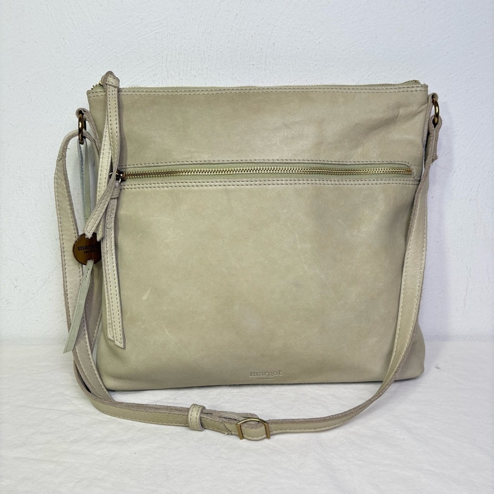 Margot Sage Light Green Leather Crossbody Shoulder Bag Minimalist Bag Purse